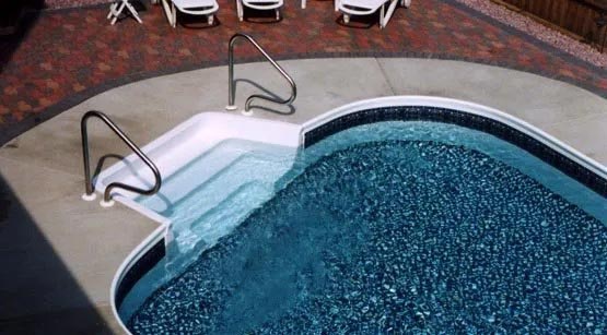pool steps in backyard
